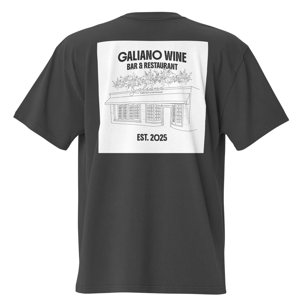 Galiano Wine Bar & Restaurant Oversized Faded T-Shirt in Grey - Galiano Wine