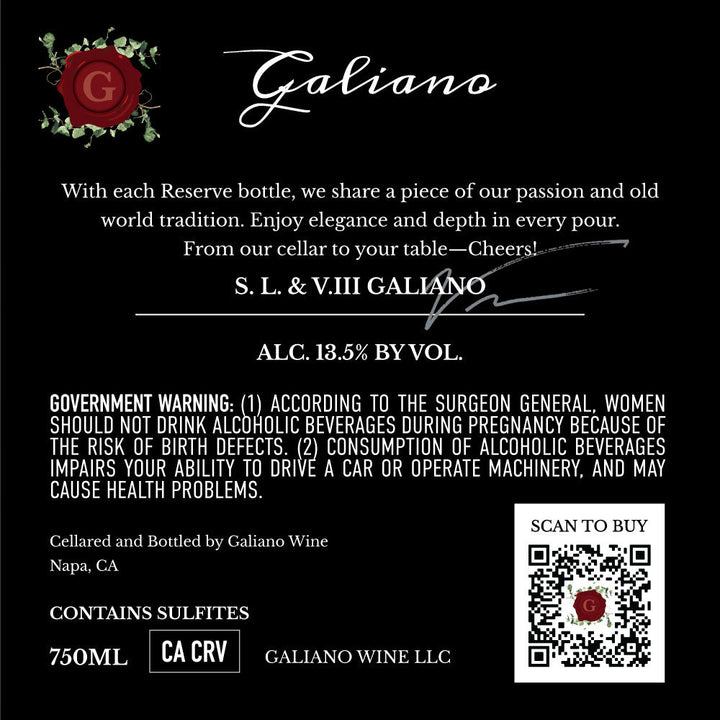 Galiano Reserve Pinot Noir - Galiano Wine